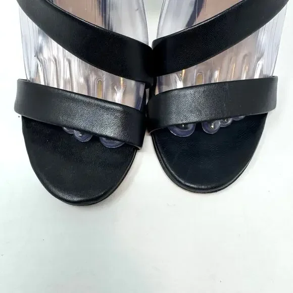 SCHUTZ Lauanne Heels Shoes 7 Black Leather Ankle Strap Brazil Dark Romantic Goth - Picture 4 of 12